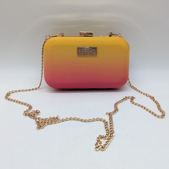 Escada Hardcase Ombre Orange Pink Gold Small Purse - Picture 1 of 8
